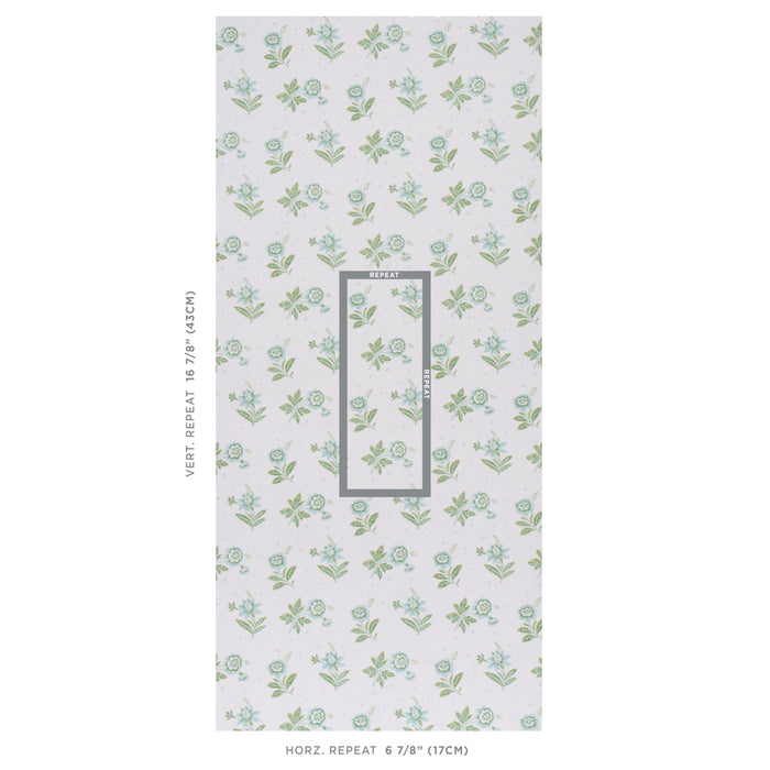 Schumacher Colline Leaf & Aqua Wallpaper 5014221