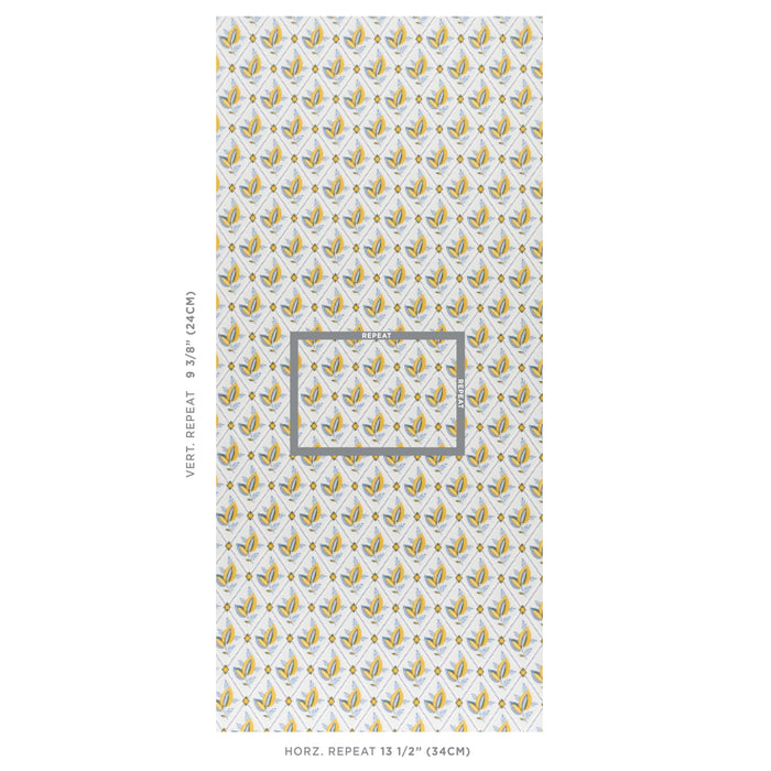 Schumacher Basile Trellis Yellow & Blue Wallpaper 5014230