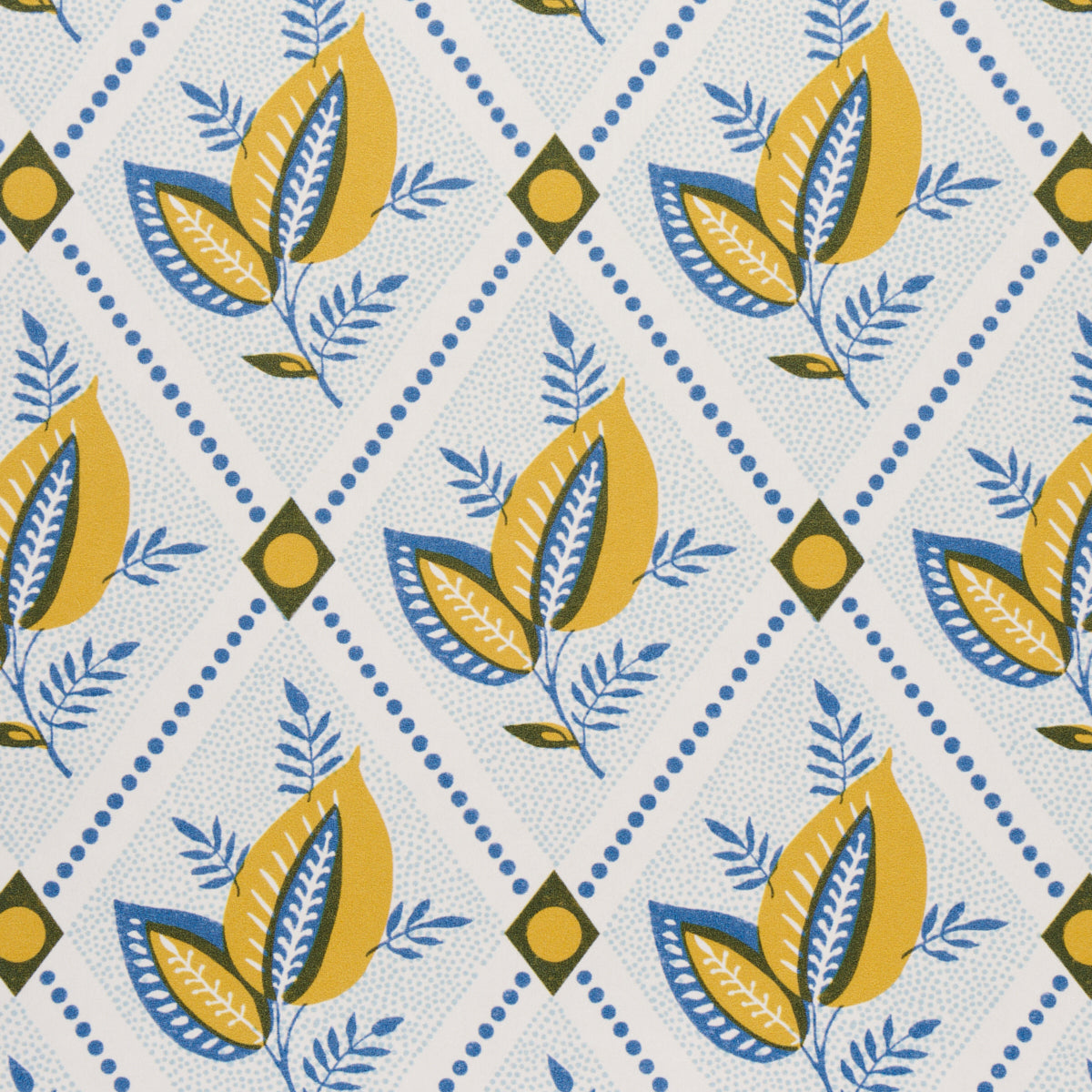 Schumacher Basile Trellis Yellow & Blue Wallpaper 5014230