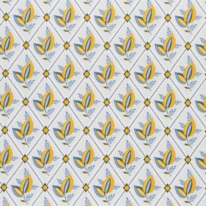 Schumacher Basile Trellis Yellow & Blue Wallpaper 5014230