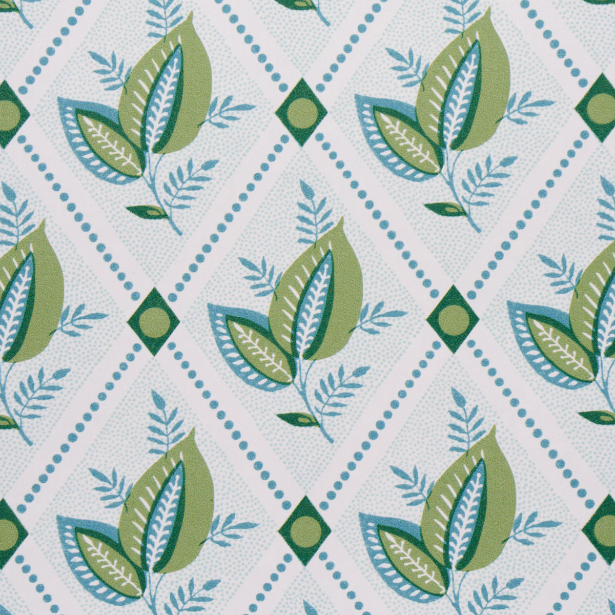 Schumacher Basile Trellis Leaf & Aqua Wallpaper 5014231