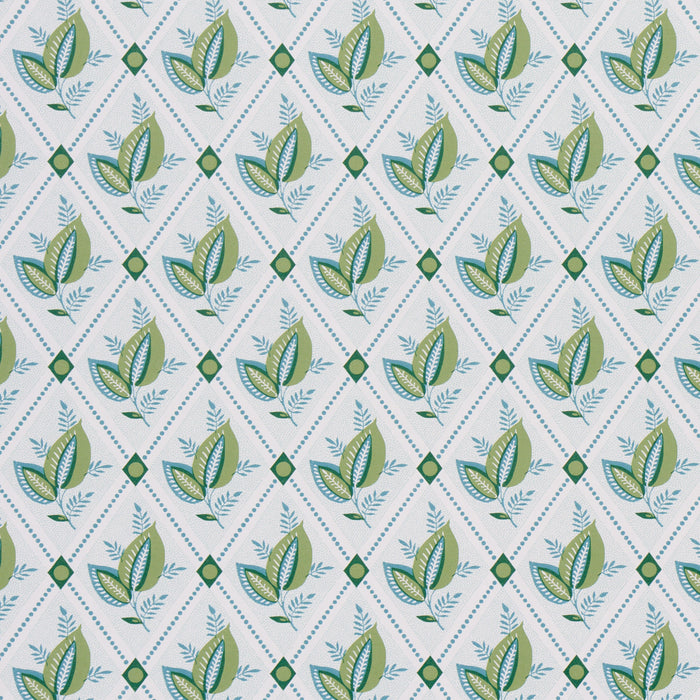 Schumacher Basile Trellis Leaf & Aqua Wallpaper 5014231