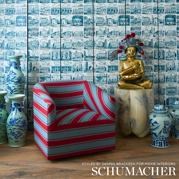 Schumacher Architecturra Teal Wallpaper 5014272