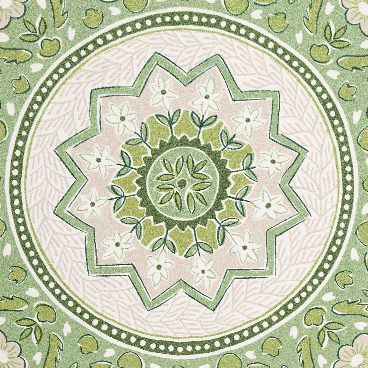 Schumacher Montecito Medallion Leaf Green Wallpaper 5014361