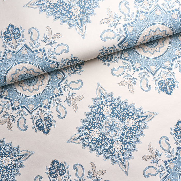 Schumacher Montecito Medallion China Blue Wallpaper 5014362