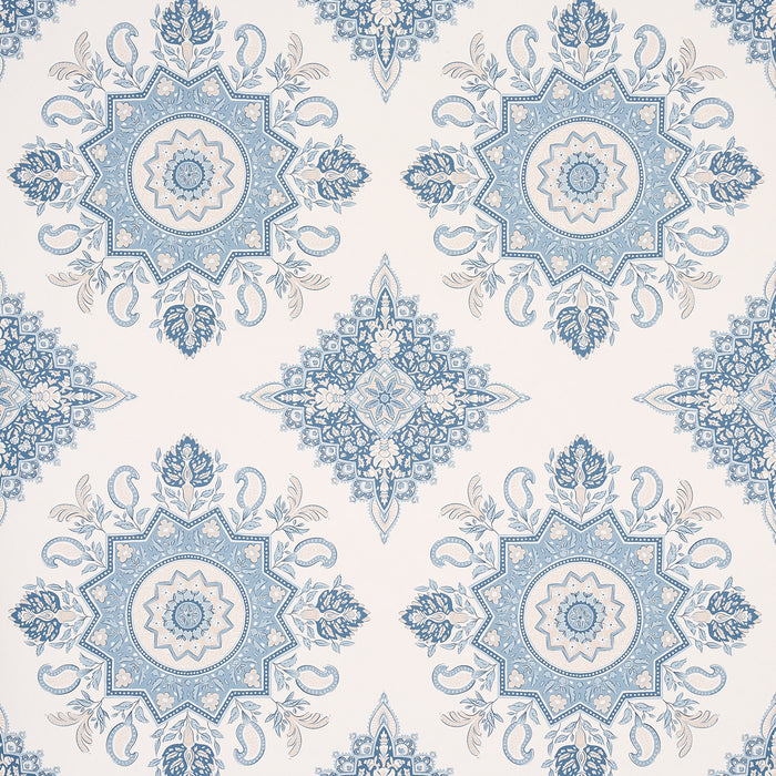 Schumacher Montecito Medallion China Blue Wallpaper 5014362