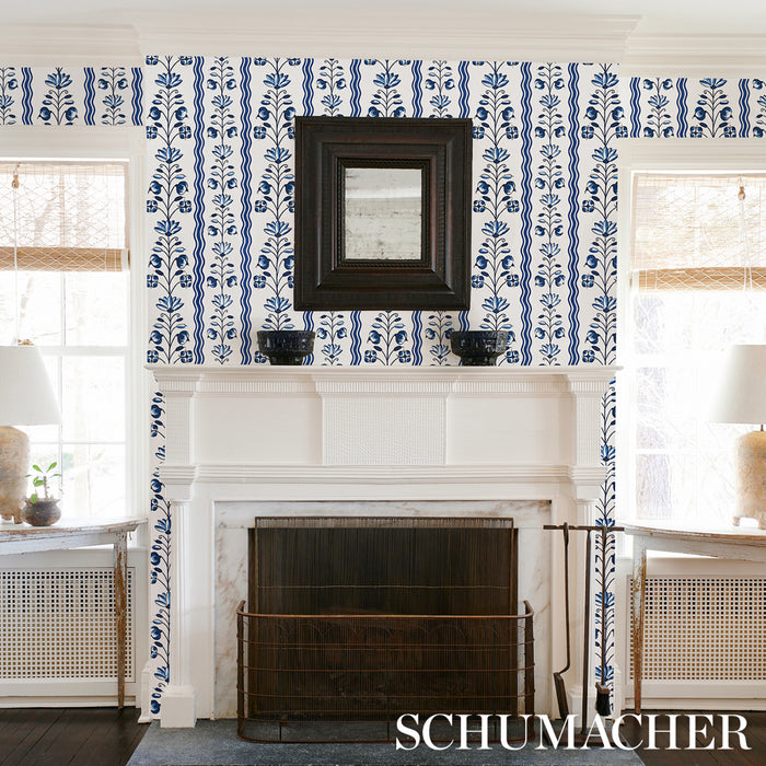 Schumacher Delft Waves Blue Wallpaper 5014380