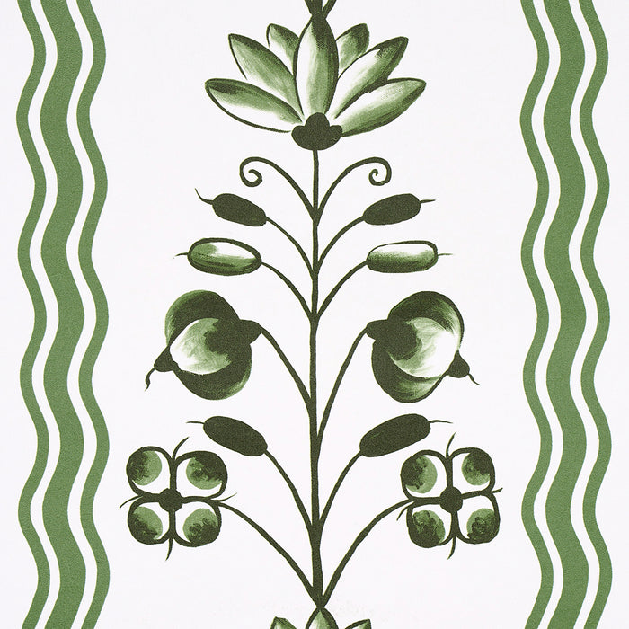 Schumacher Delft Waves Green Wallpaper Sample 5014381