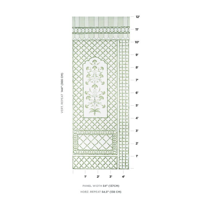 Schumacher Bamboo Trellis Panel A Green Wallpaper 5014390