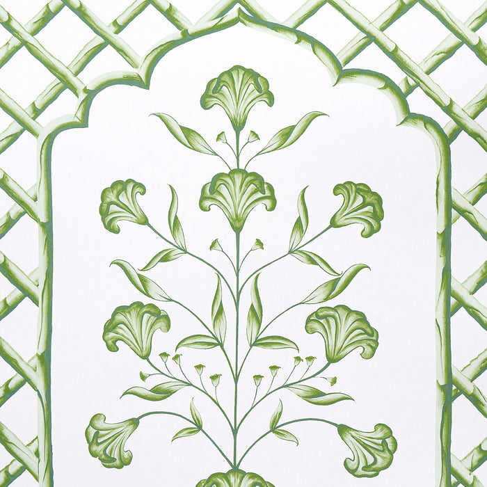 Schumacher Bamboo Trellis Panel A Green Wallpaper 5014390