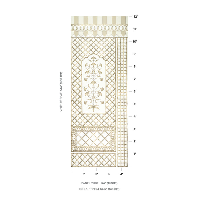 Schumacher Bamboo Trellis Panel A Neutral Wallpaper 5014392