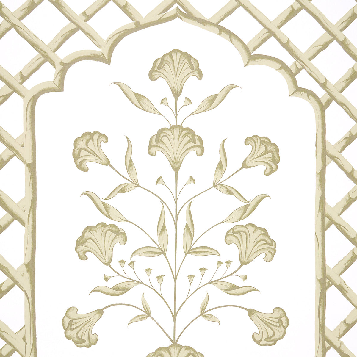 Schumacher Bamboo Trellis Panel A Neutral Wallpaper 5014392