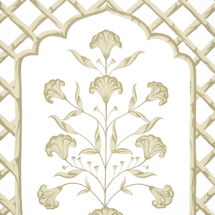 Schumacher Bamboo Trellis Panel A Neutral Wallpaper 5014392