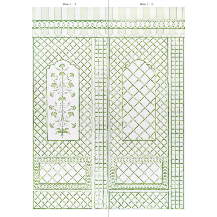 Schumacher Bamboo Trellis Panel B Green Wallpaper 5014400