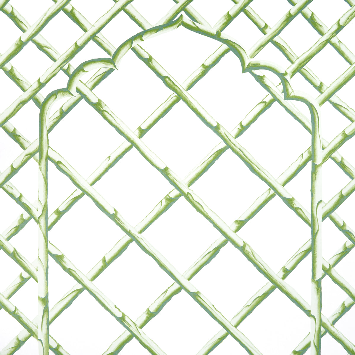 Schumacher Bamboo Trellis Panel B Green Wallpaper 5014400