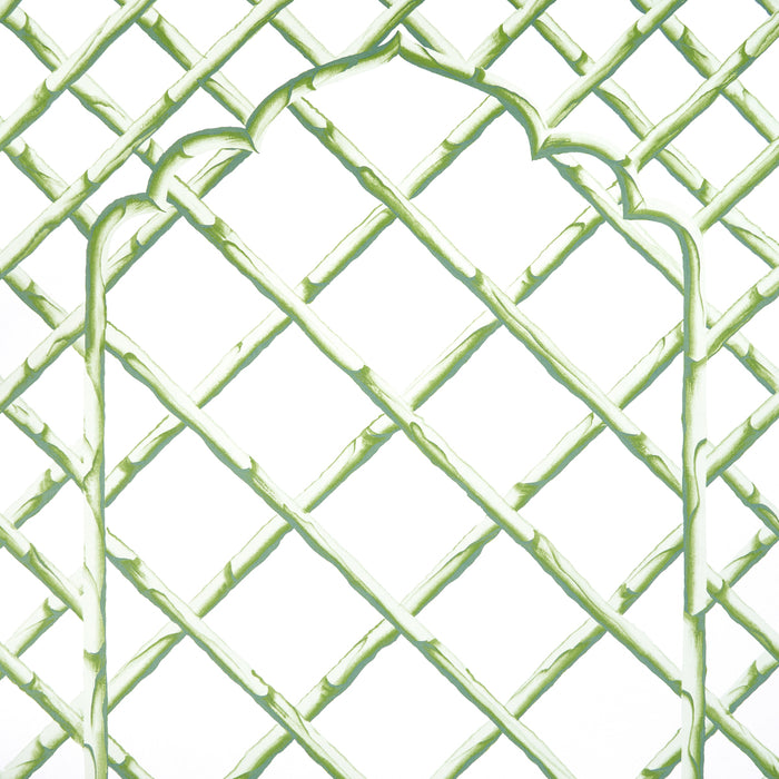 Schumacher Bamboo Trellis Panel B Green Wallpaper 5014400