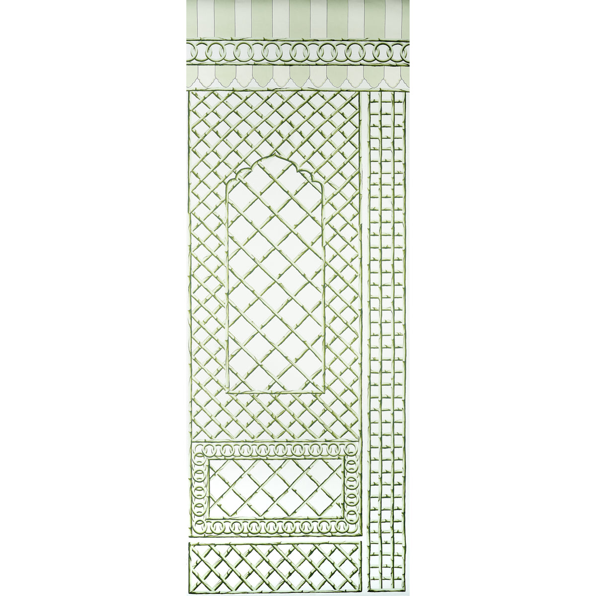 Schumacher Bamboo Trellis Panel B Green Wallpaper 5014400