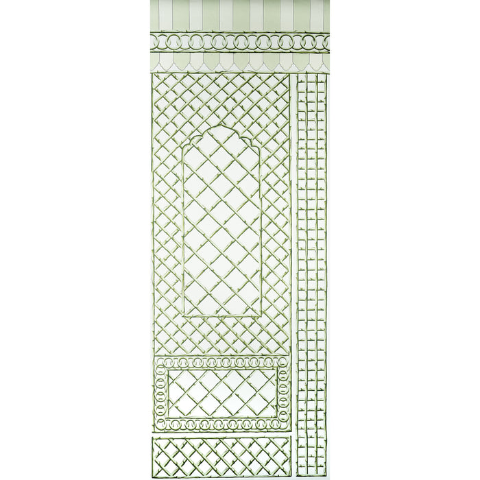 Schumacher Bamboo Trellis Panel B Green Wallpaper 5014400