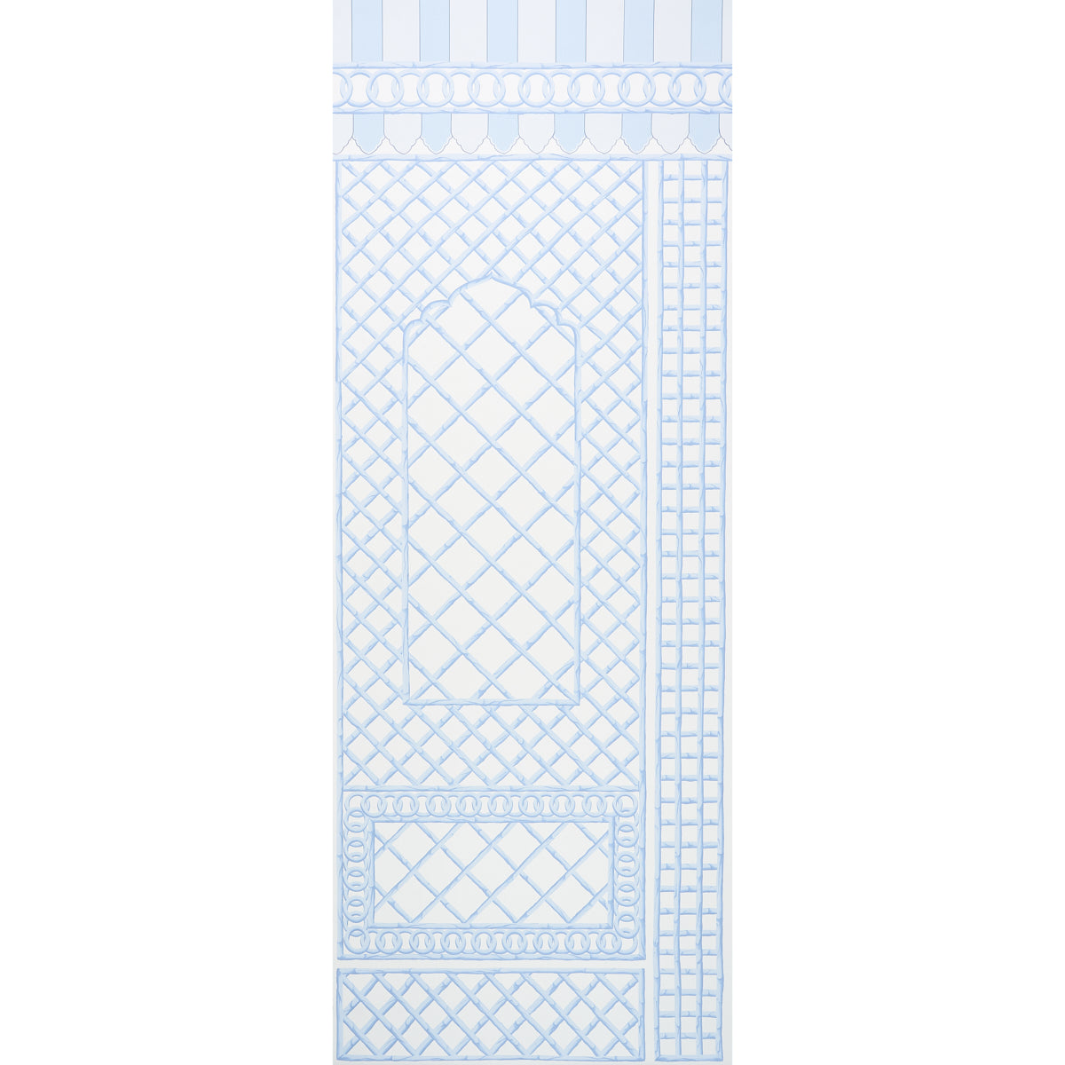 Schumacher Bamboo Trellis Panel B Blue Wallpaper 5014401