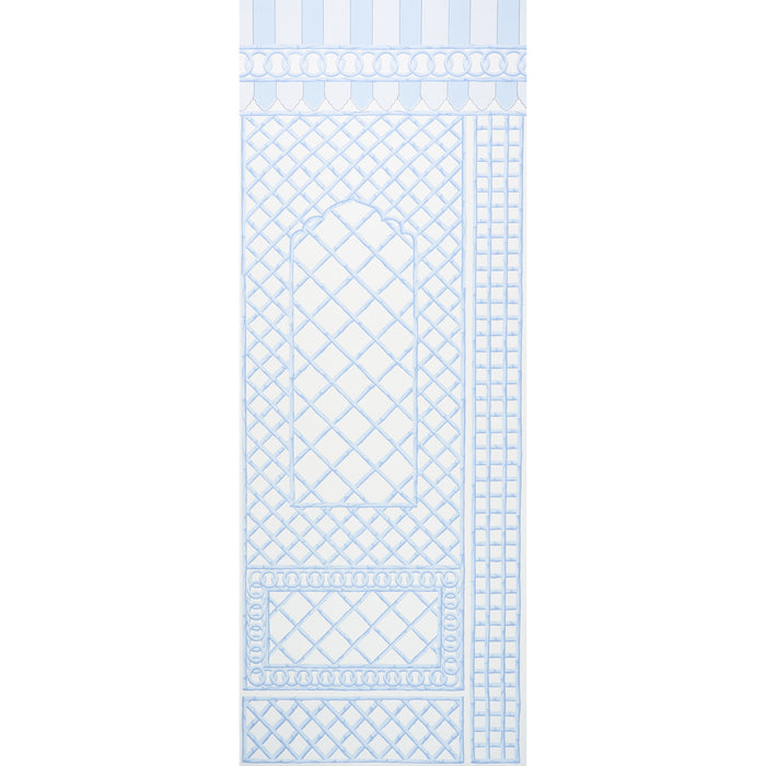 Schumacher Bamboo Trellis Panel B Blue Wallpaper 5014401