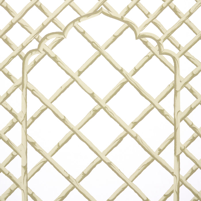 Schumacher Bamboo Trellis Panel B Neutral Wallpaper 5014402