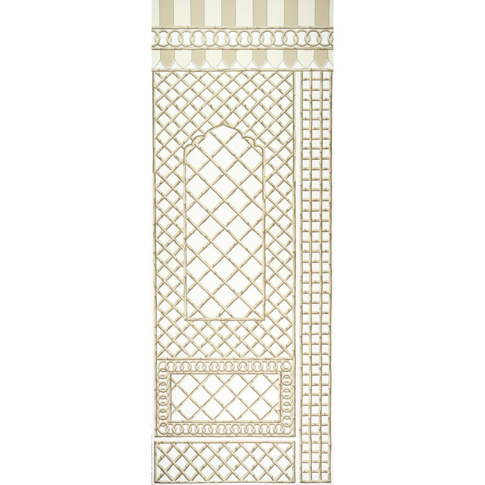 Schumacher Bamboo Trellis Panel B Neutral Wallpaper 5014402