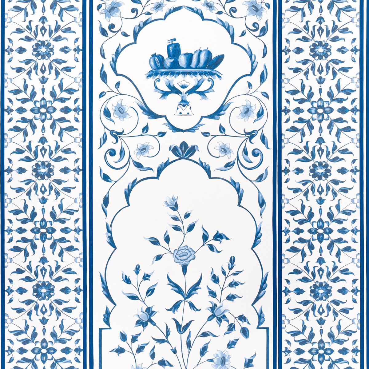 Schumacher Mughal Garden Panel A Blue Wallpaper 5014410