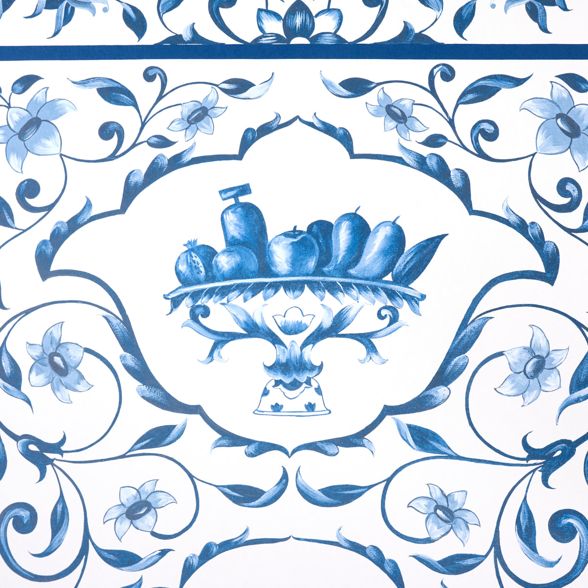 Schumacher Mughal Garden Panel A Blue Wallpaper 5014410