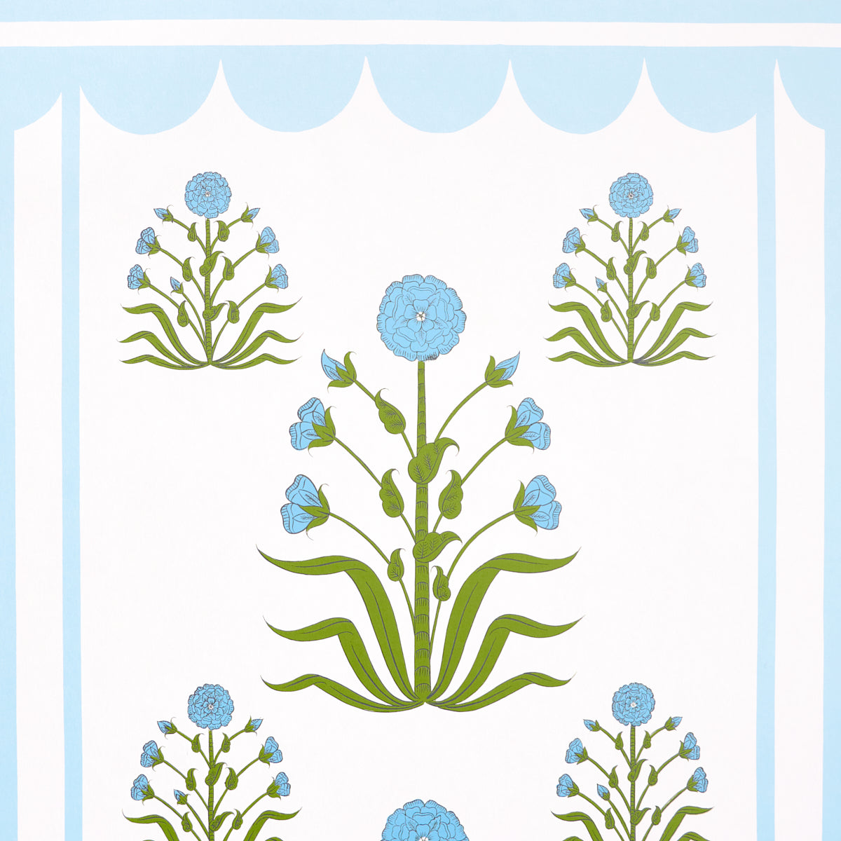 Schumacher Royal Poppy Panel A Blue Wallpaper 5014431