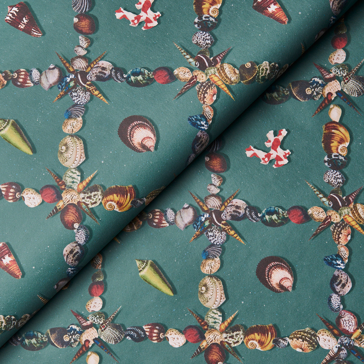 Schumacher Grotto Treillage Multi On Teal Wallpaper 5014490