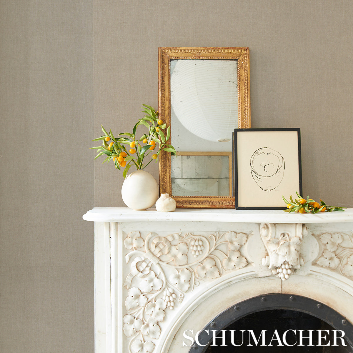 Schumacher Performance Linen Wallcovering Flax Wallpaper 5014524