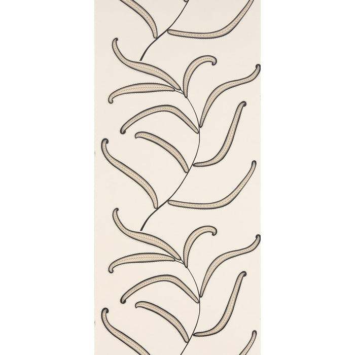 Schumacher Caterpillar Leaf Black And Cream Wallpaper 5014530