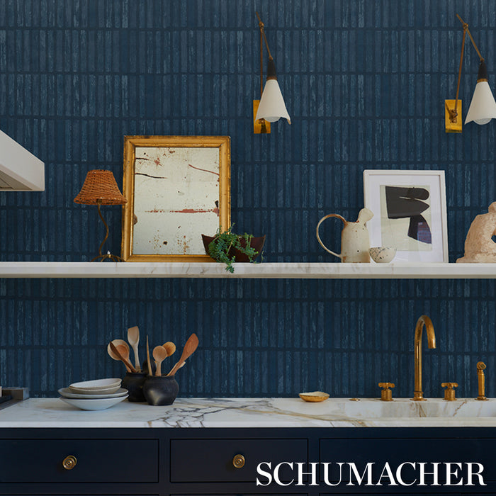 Schumacher Wabi-Sabi Dark Blue Wallpaper 5014592