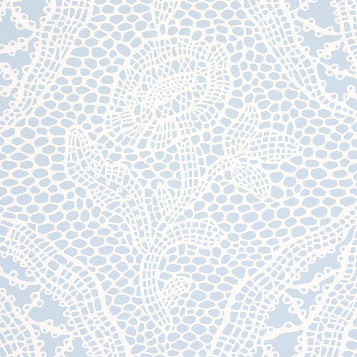 Schumacher Cosette Lace Cornflower Wallpaper 5014722