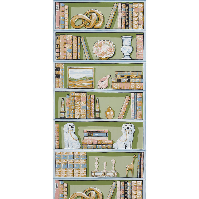 Schumacher Natalie’S Library Celadon Wallpaper 5014730