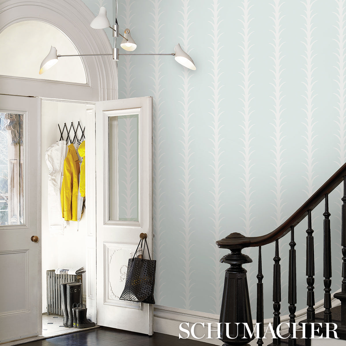 Schumacher Acanthus Stripe Ivory On Mineral Wallpaper 5014770