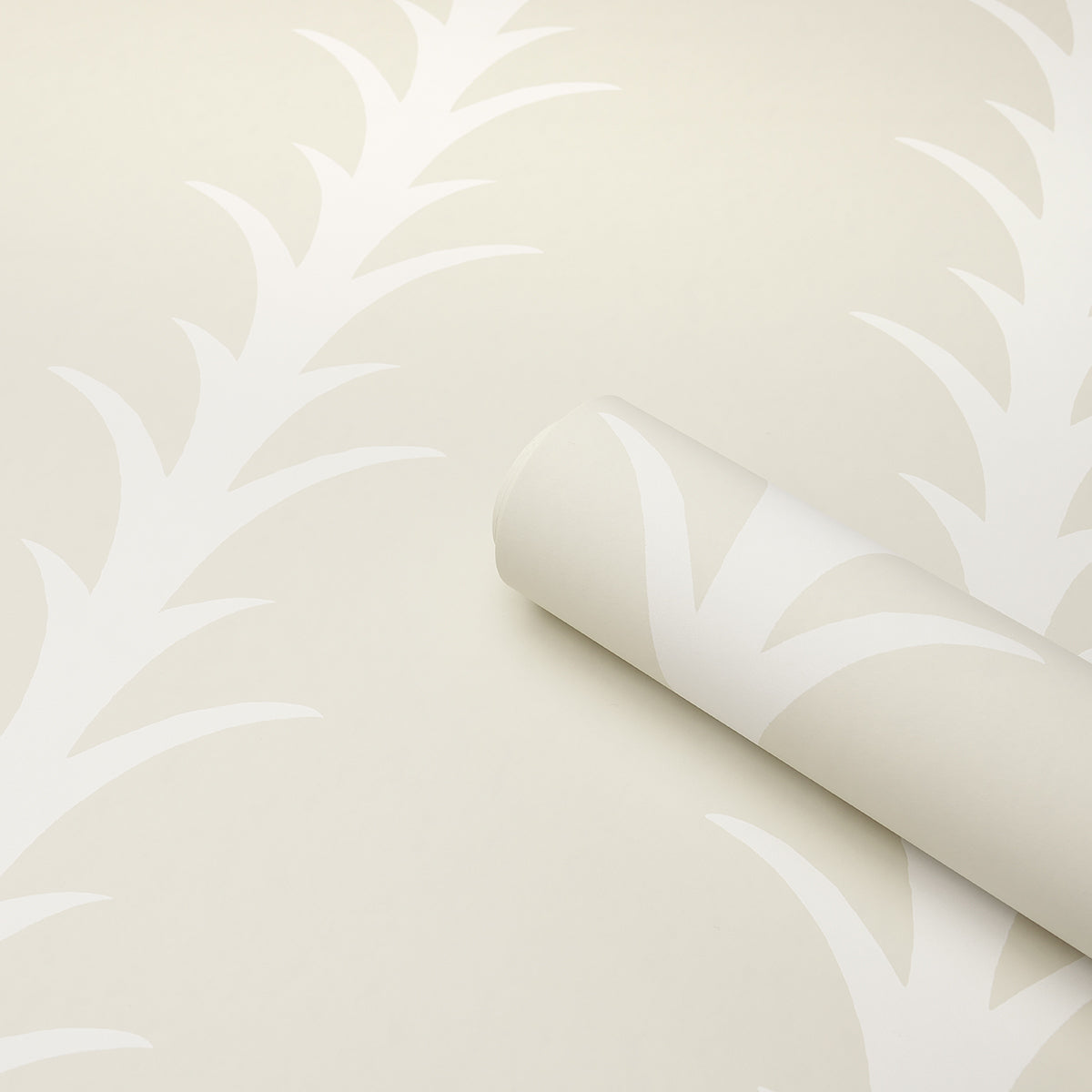 Schumacher Acanthus Stripe Ivory On Neutral Wallpaper 5014771