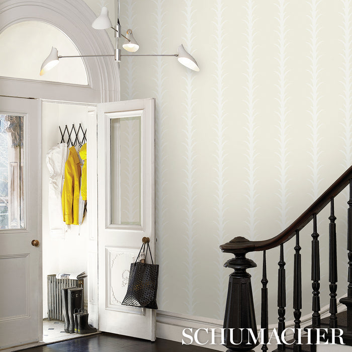 Schumacher Acanthus Stripe Ivory On Neutral Wallpaper 5014771