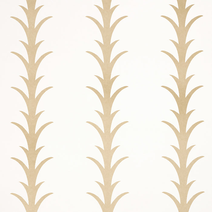 Schumacher Acanthus Stripe Gold On Ivory Wallpaper 5014772