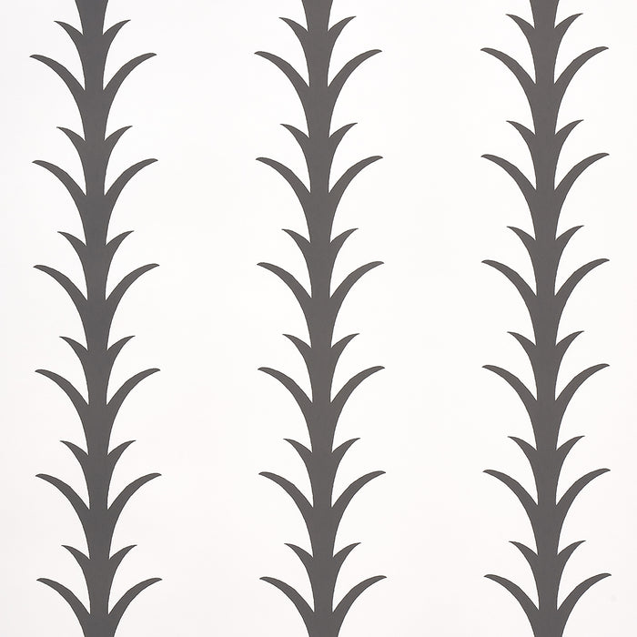 Schumacher Acanthus Stripe Carbon On Ivory Wallpaper 5014773