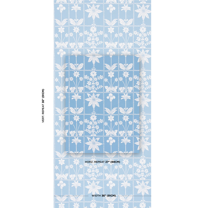 Schumacher Georgia Wildflowers Blue Wallpaper Sample 5014820