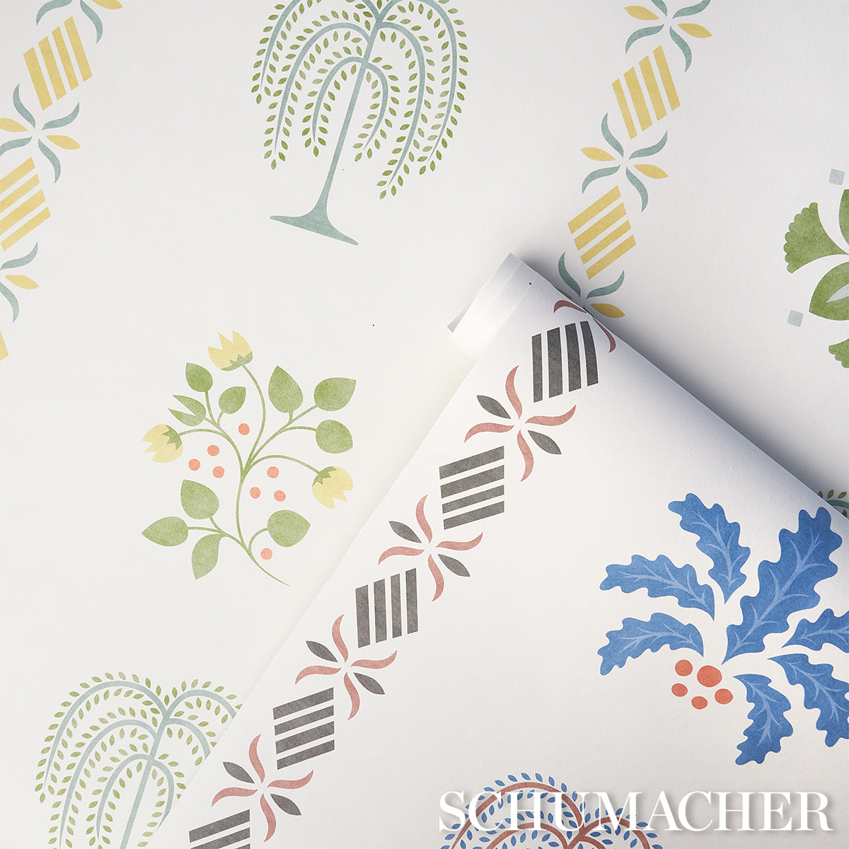 Schumacher Willard House Stencil Blue Wallpaper 5014840