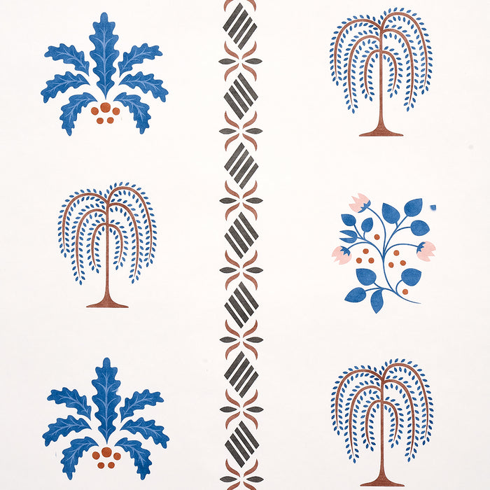 Schumacher Willard House Stencil Blue Wallpaper Sample 5014840