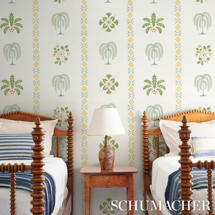 Schumacher Willard House Stencil Green Wallpaper 5014841