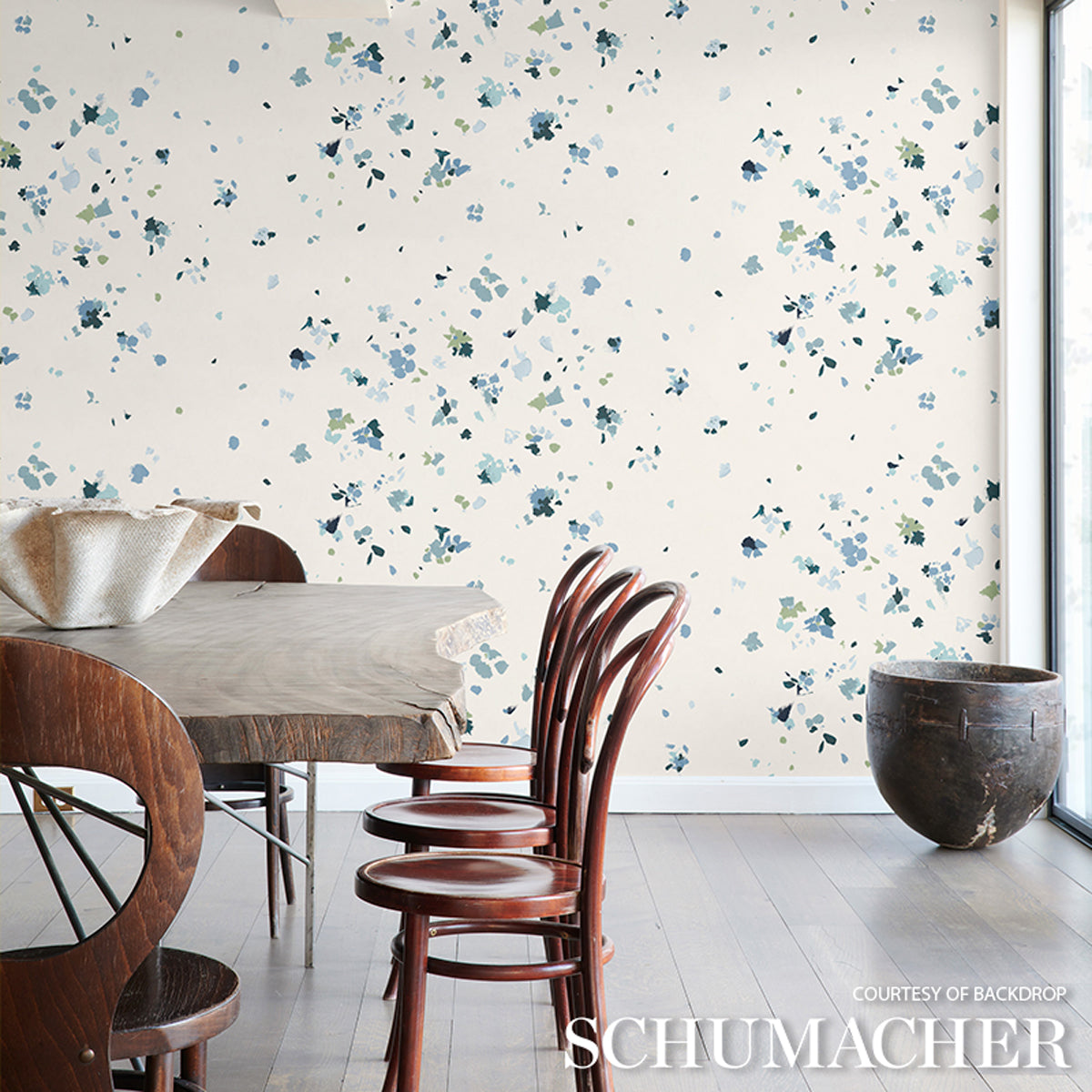 Schumacher Fairfarren Teal Wallpaper Sample 5014880