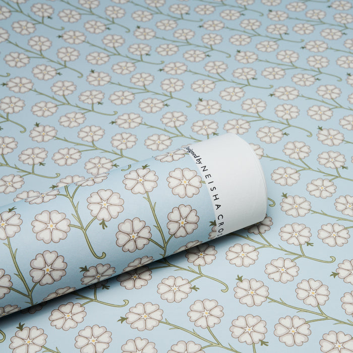 Schumacher Gardenia Egg Blue Wallpaper Sample 5014921