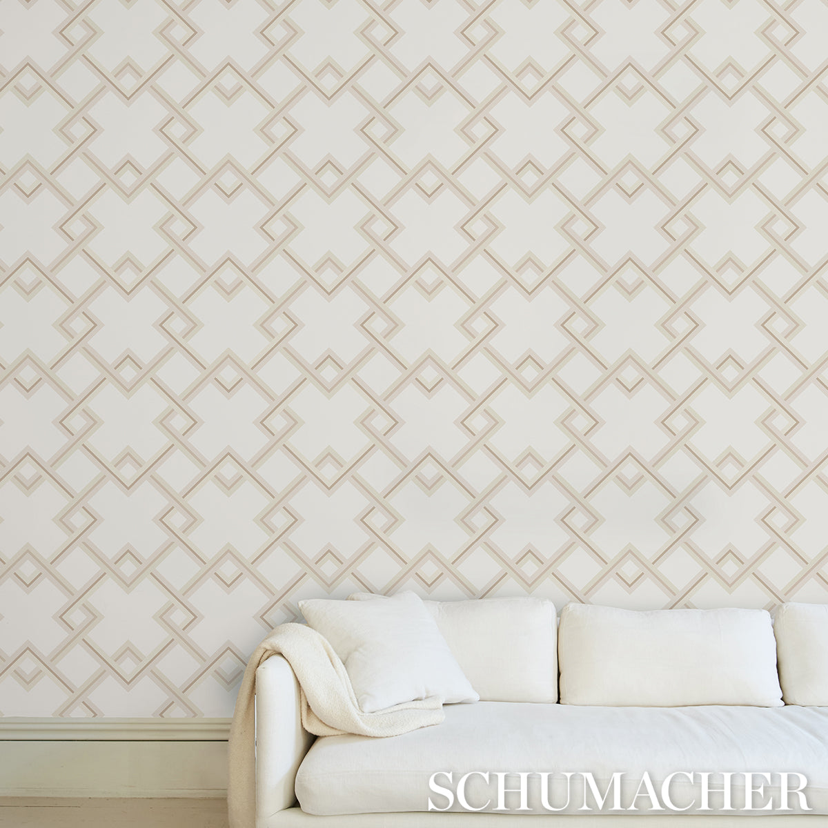 Schumacher Mah Jong Light Ivory Wallpaper 5014930