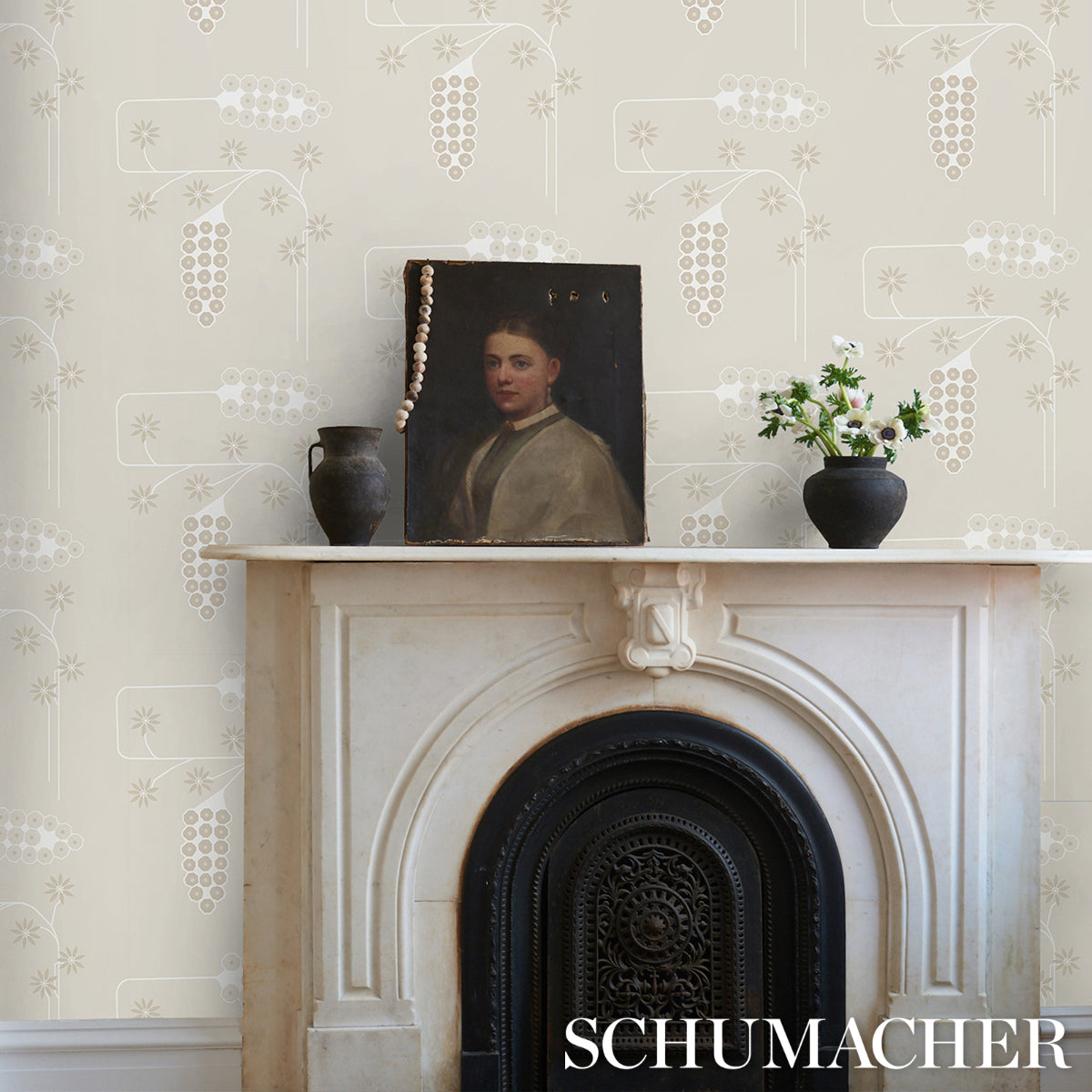 Schumacher Hollywood Grape Gesso Wallpaper 5015022