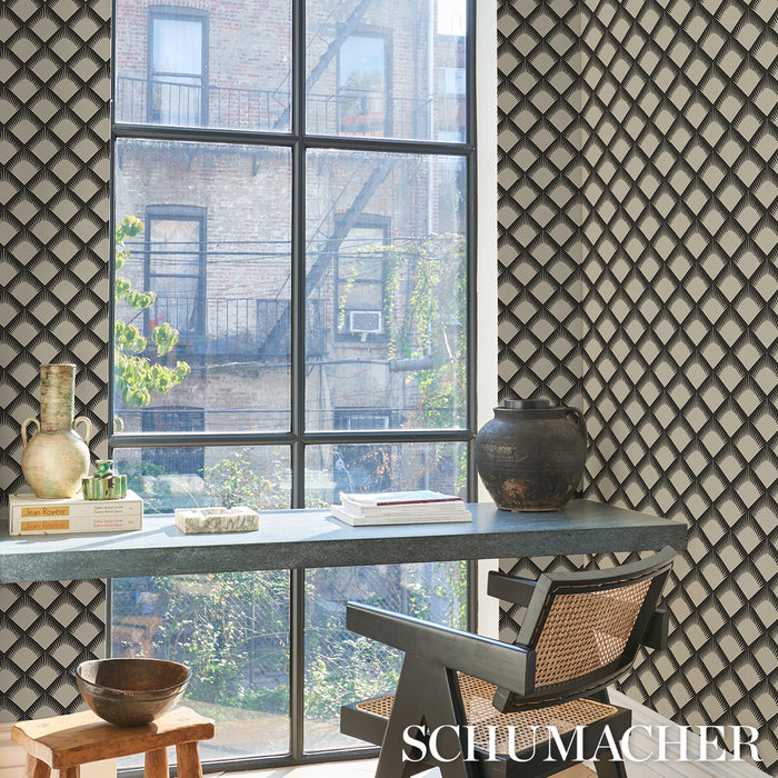 Schumacher Maize Black & Cream Wallpaper Sample 5015040