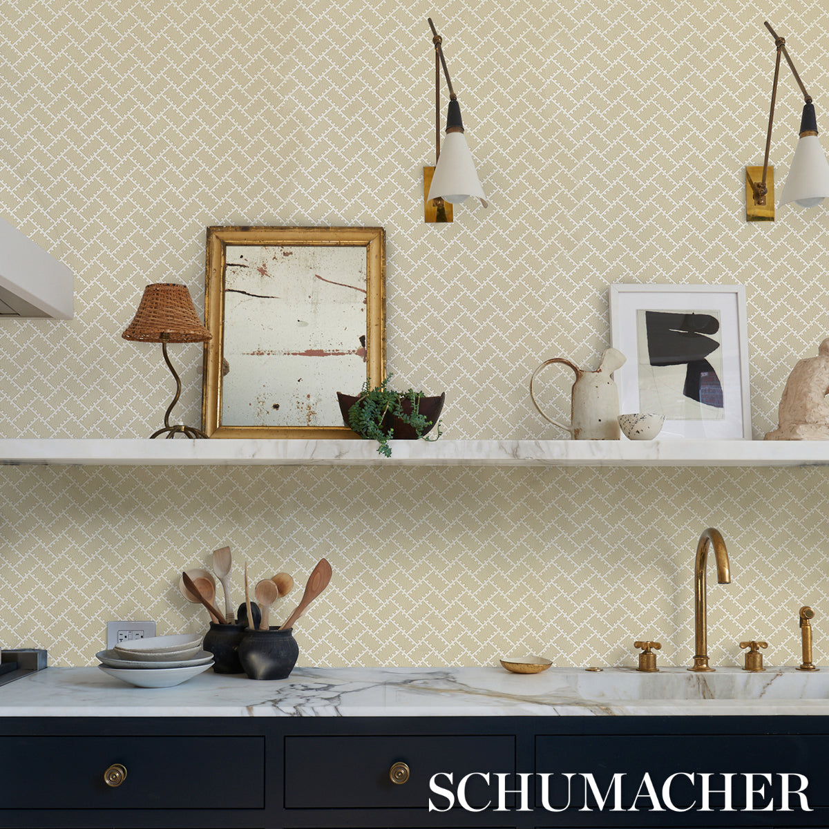 Schumacher Parterre Gold Wallpaper 5015080